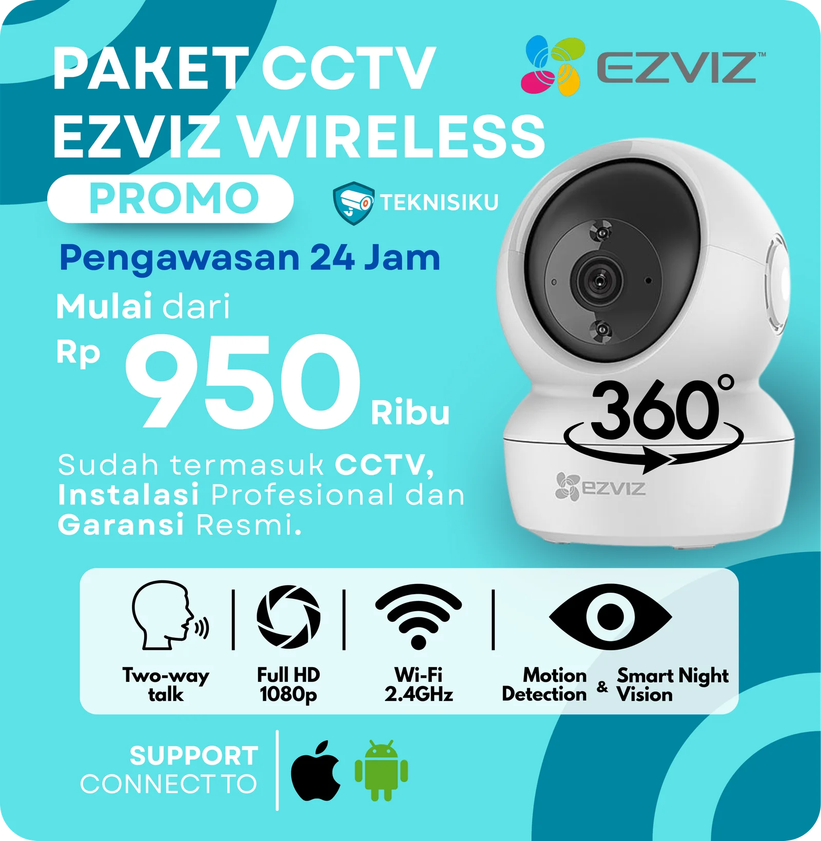 Paket CCTV Ezviz Wireless 360 derajat
