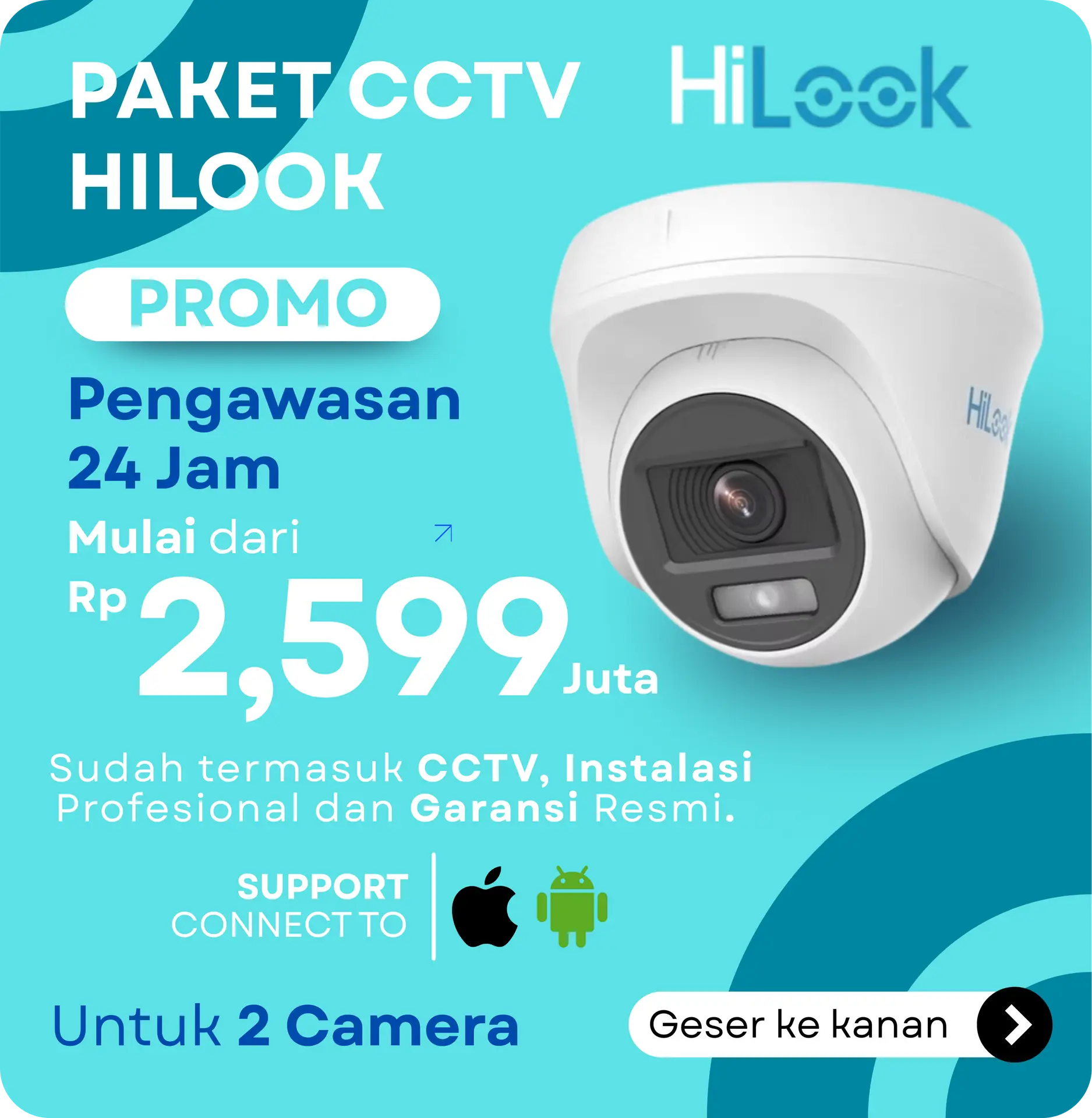 Paket CCTV HiLook untuk 2 kamera